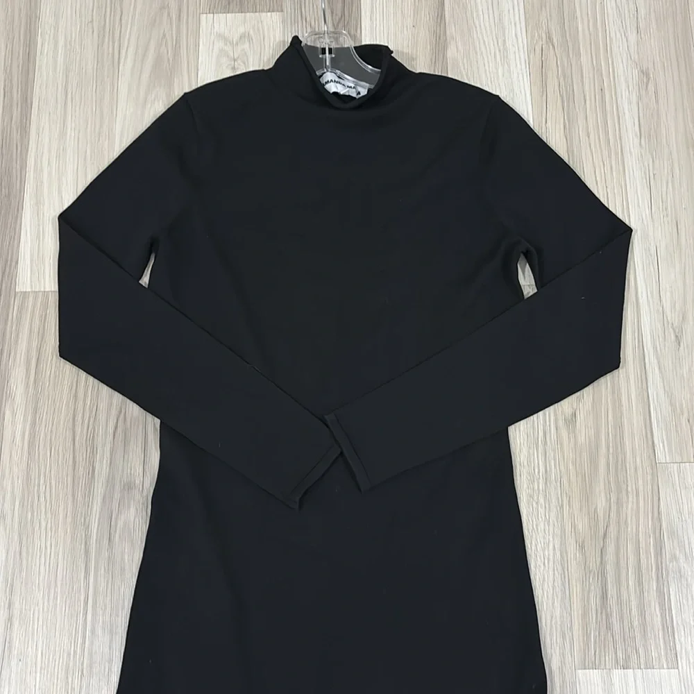 Amanda Maria Black Knit Long Sleeve High Collar Side Slit Midi Dress‎ Size M